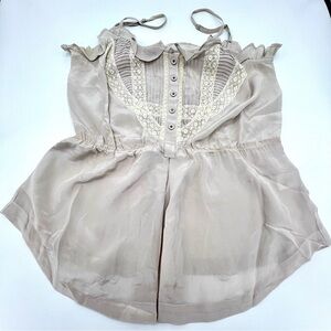 Rebecca Taylor 100% Silk Spaghetti Straps Blouse